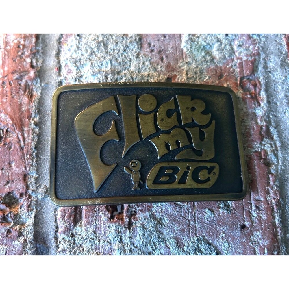 Vintage Brass Belt Buckle “Flick My Bic”